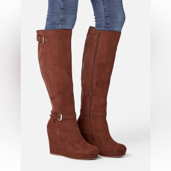 JustFab Brekka Covered Wedge Tall Boot Size 8. - Picture 4 of 9